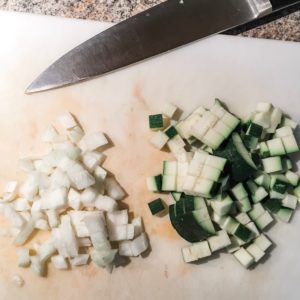 zucchini and onion for frittata