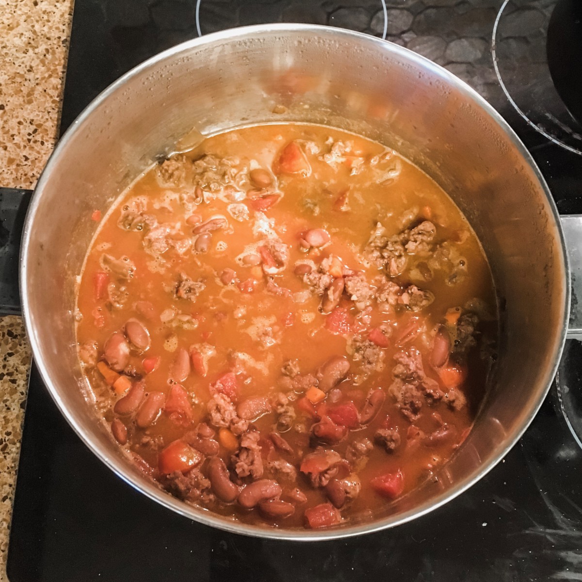 simmering vegan chili