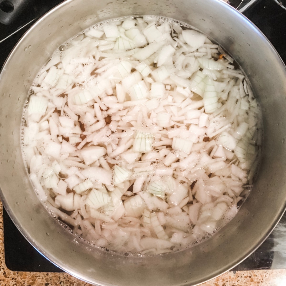 simmering onions for chili