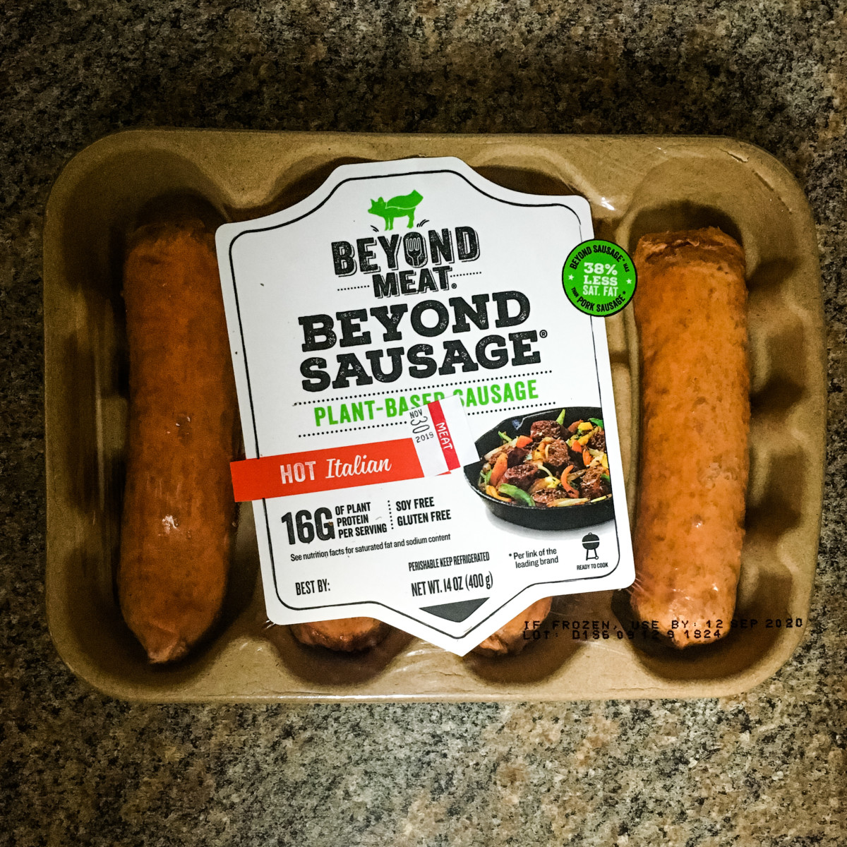 Package of Beyond Sausage Hot Italian