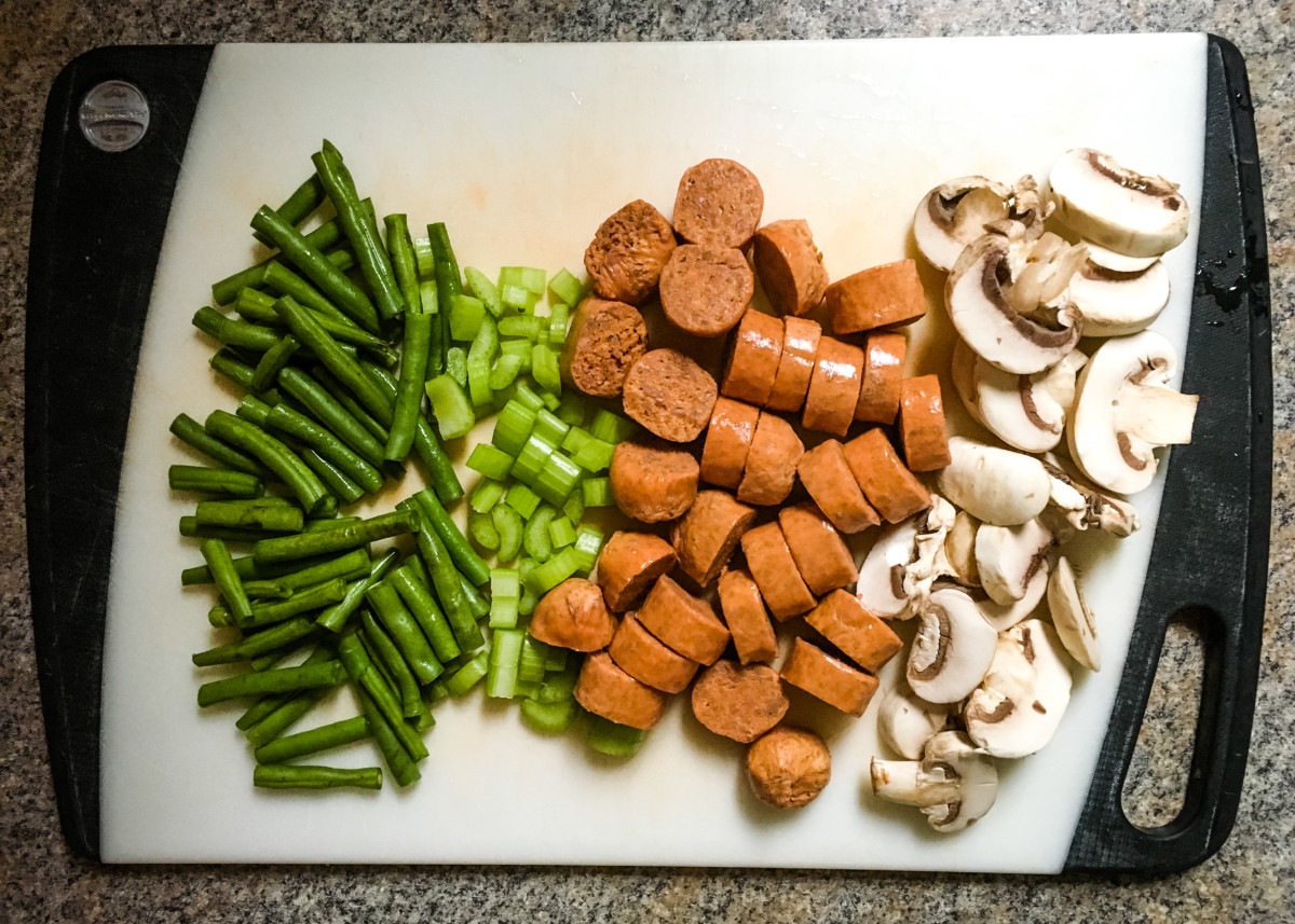 fresh chopped vegetables on a cutting board