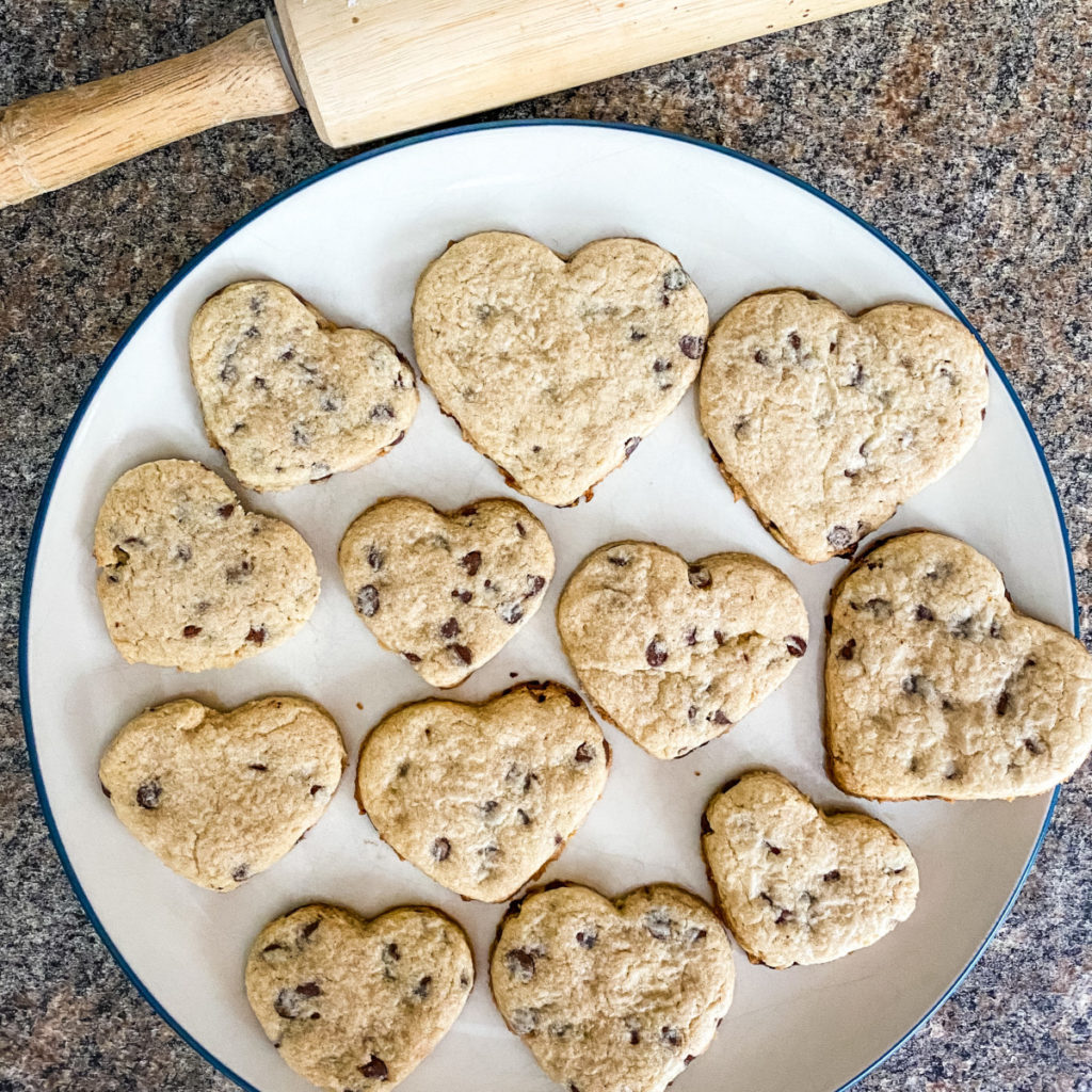 plate of heart shaped sugar cookies
