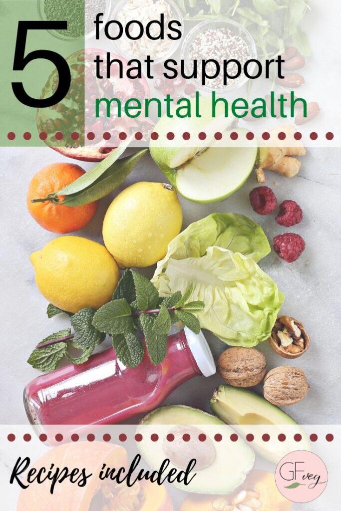 Pinterest image of 5 foods for mental health