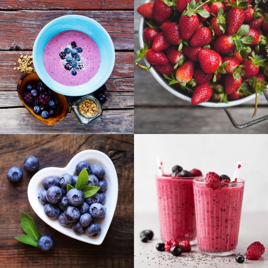 4 pictures of berries