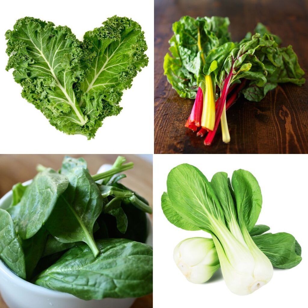 4 green leafy vegetables