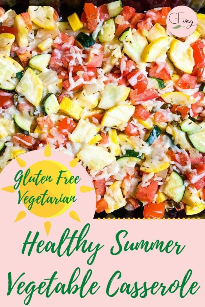 Pinterest image for summer vegetable casserole
